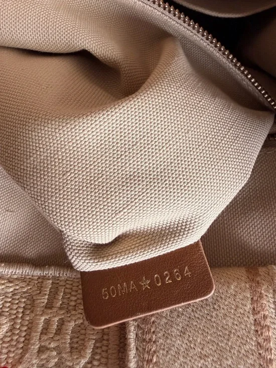 Dior Cream Canvas Book Tote with Tan Trim and Black Logo - Picture 6 of 8